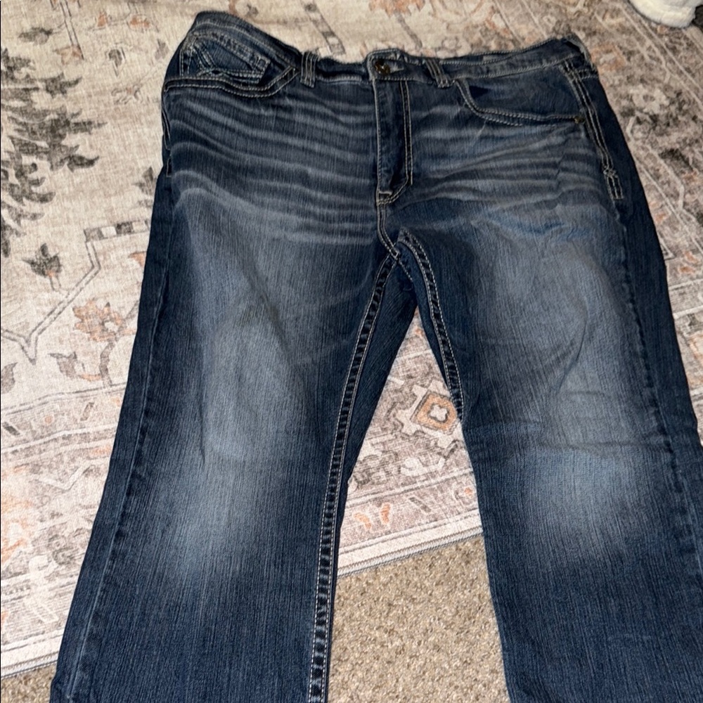 Blue Relaxed Fit Jeans with Vintage Wash